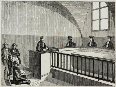 Une tyto na právnické škole v Paříži - Rytina v „Tableau-de-Paris“ od Edmonda Texiera 1852 od French School