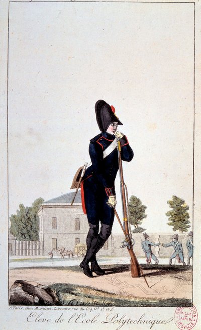 Uniforma: student polytechnické školy v 19. století. Tisky 19. století. Paříž, Musee Carnavalet od French School