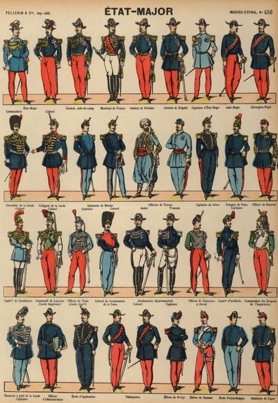 Uniformy francouzské armády (barevná rytina) od French School