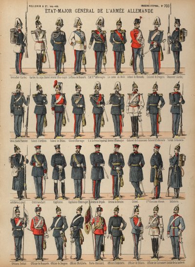 Uniformy německé armády (barevná rytina) od French School