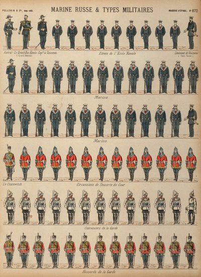 Uniformy ruské armády a námořnictva (barevná rytina) od French School