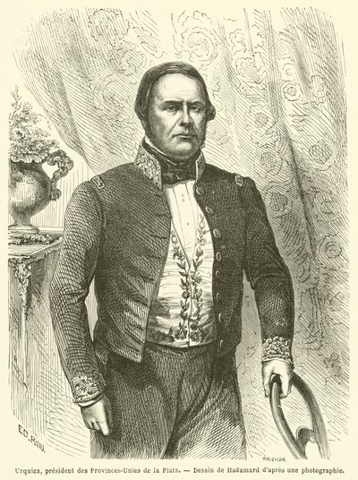 Urquiza, president des Provinces-Unies de la Plata (rytina) od French School