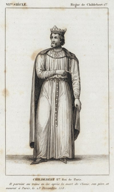 VI. století, vláda Childeberta I., Childeberta I., krále Paříže (rytina) od French School