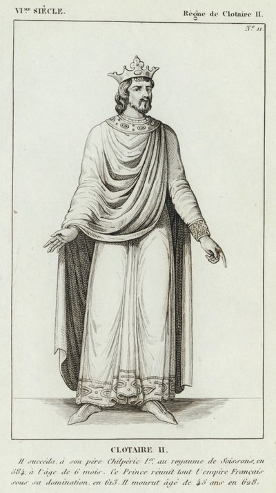 VI Century, Reign of Clotaire II, Clotaire II (rytina) od French School