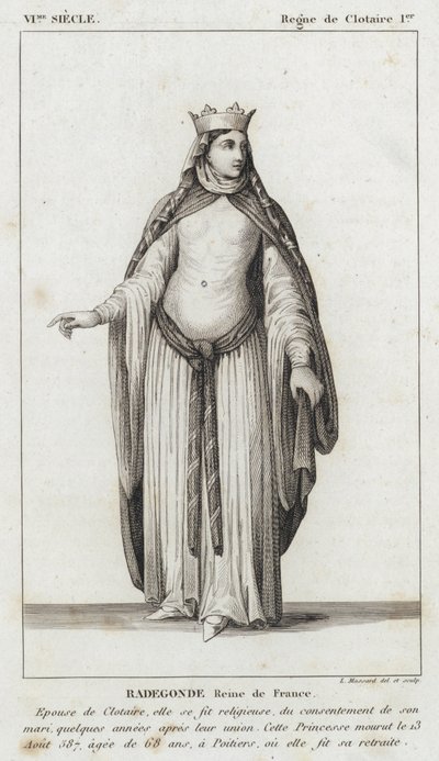 VI Century, Reign of Clotaire I, Radegonde, královna Francie (rytina) od French School