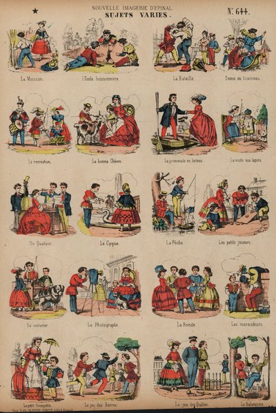 Různé předměty (barevné rytí) od French School