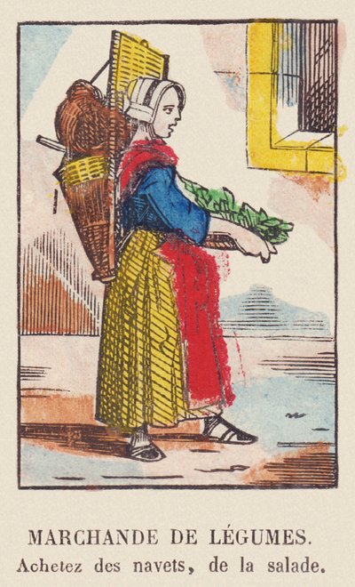 Prodejce zeleniny. Koupím tuřín, salát., kolem roku 1819 (tisk) od French School