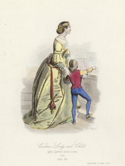 Benátská dáma a dítě od French School