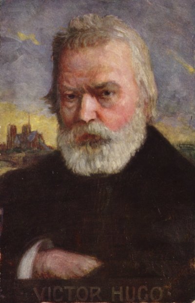 Victor Hugo (1802-1885), francouzský básník, prozaik a dramatik (barevná litografie) od French School