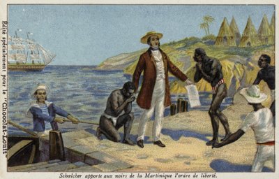 Victor Schoelcher přináší zprávy o jejich svobodě otrokům na Martiniku, c1848 od French School