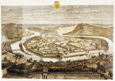 Pohled na Besancon, Francie (barevná rytina) od French School