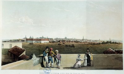 Pohled na Buenos Aires v Argentině. Litografie vidal (1820) 19. stol. Paříž, latinskoamerická knihovna od French School