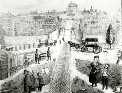 Pohled na hřbitov Pere-Lachaise, počátek 19. století od French School
