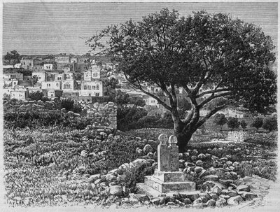 Pohled na Safed, z dnešní Sýrie. Cestuje po Fénicii, Libanonu a Judeji. 1875-1880 Louis Charles Emile Lortet, 1884 (č. rytina) od French School