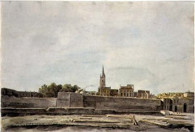 Pohled na panoráma města v jižní Francii, cca 1800 (akvarel na papíře) od French School
