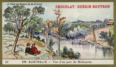 Pohled na park v Melbourne, Austrálie (chromolitho) od French School