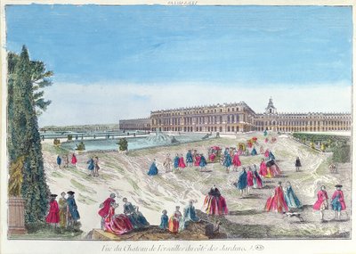 Pohled na zámek Versailles ze zahrady od French School