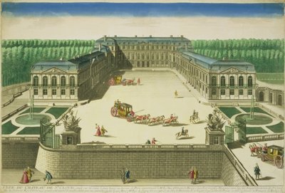 Pohled na zámek St. Cloud, rytý Antoine Aveline (1691-1743) od French School