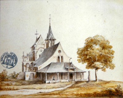 Pohled na kostel v Meudon (akvarel na papíře) od French School