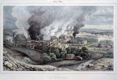 Pohled na slévárnu a krystalerii du Creusot circa 1820-1830 od French School