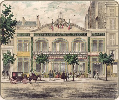 Pohled na Grand Cafe du XIXeme Siecle, Paříž, 1857 od French School