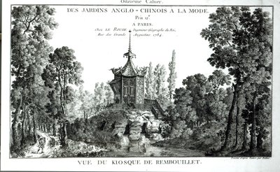 Pohled na kiosek v Rembouillet, z Jardins Anglo-Chinois a la mode od George Louis le Rouge, publikoval 1775-78 od French School