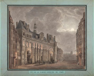 Pohled na Maison Commune of Paris, mezi 1790-95 (wc na papíře) od French School
