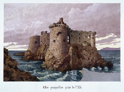 Pohled na hrad z 11. století v ruinách na ostrově Yeu (Ile-d
