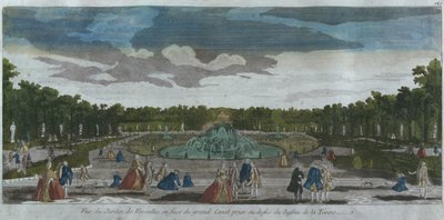 Pohled do zahrady před Canal Grande z fontány Latona, Versailles, Francie od French School