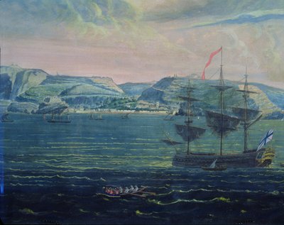 Pohled na ostrov Svatá Helena, cca 1820 (wc a kvaš na papíře) (viz také 182640) od French School