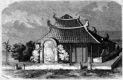 Pohled na hrobku Georgese Pierre Pigneau de Behaine (1741-1799), biskupa z Adranu. Saigon, Cochin, Čína od French School