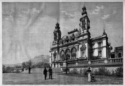 Při pohledu mimo kasino Monte Carlo (Monte-Carlo). od French School