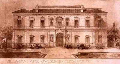 Villa Giulia, Řím, z „Fragmenty architektury středověku a renesance“, vyryl Jules Adolphe Chauvet (nar. 1828) (litho) od French School