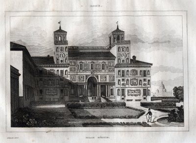 Villa Medici Řím - Villa Medicis - Rytina z „“ Malebné Itálie““ – Historická a popisná malba Itálie“ od M. de Norvinse, Ch. Nodier 1834-1836. od French School