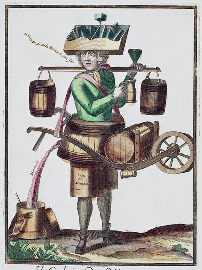 Výrobce octa, barevná rytina, Francie od French School