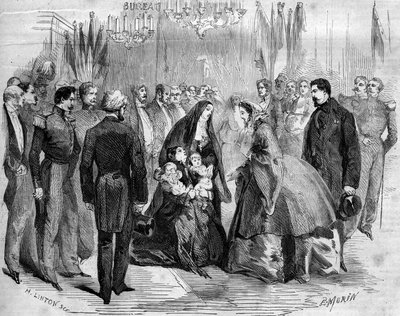 Návštěva Napoleona III. (1808-1873) a Impress Eugenie (1826-1920) v Chauny (Aisne, 02) od French School