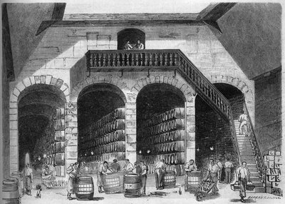 Vinařství: vnitřní pohled na chaix a sklepy M. Cruse et fils freres, Bordeaux, Gironde (33) od French School