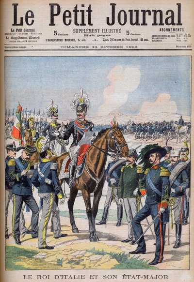 Vittorio Emanuele III di Savoia - italský král Viktor Emanuel III. a jeho generální štáb. Italský král a jeho štáb. Ilustrace pro Le petit Journal od French School