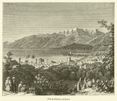 Pohled na Bejrút, Sýrie (rytina) od French School