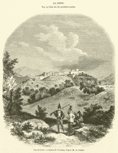 Pohled na Corte (rytina) od French School