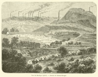 Pohled na Merthyr Tydfil (rytina) od French School
