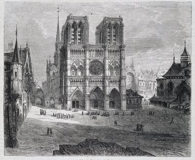 Pohled na Notre-Dame de Paris - v „Paříži v průběhu staletí“, od H. Gourdona de Genouillac, ed. F. Roy, Paříž od French School