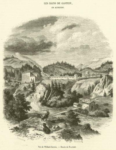 Pohled na Wilbad-Gastein (rytina) od French School