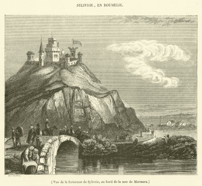 Pohled na pevnost Sylivrie na břehu Marmarského moře (rytina) od French School