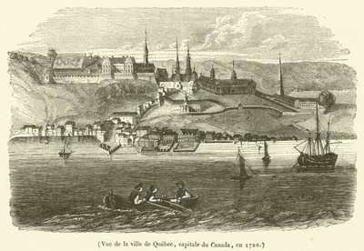 Pohled na město Quebec, hlavní město Kanady, v roce 1720 (rytina) od French School
