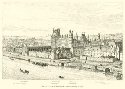 Pohled na Louvre a Hotel de Bourbon v roce 1576 od French School