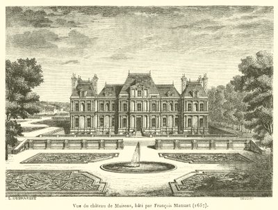 Pohled na Chateau de Maisons, postavený Francois Mansart od French School