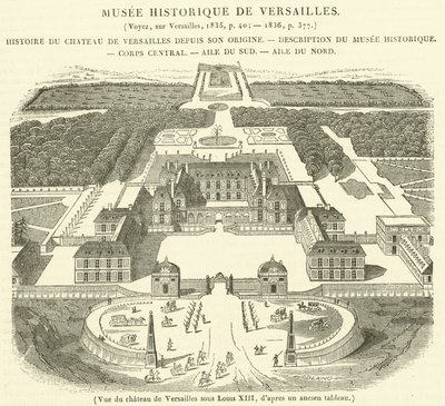 Pohled na palác ve Versailles za Ludvíka XIII (rytina) od French School