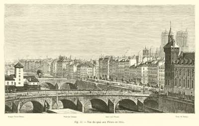 Pohled na Quai aux Fleurs v roce 1855 od French School