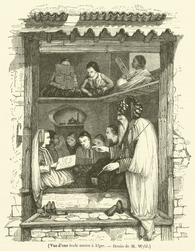 Pohled na maurskou školu v Alžíru (rytina) od French School